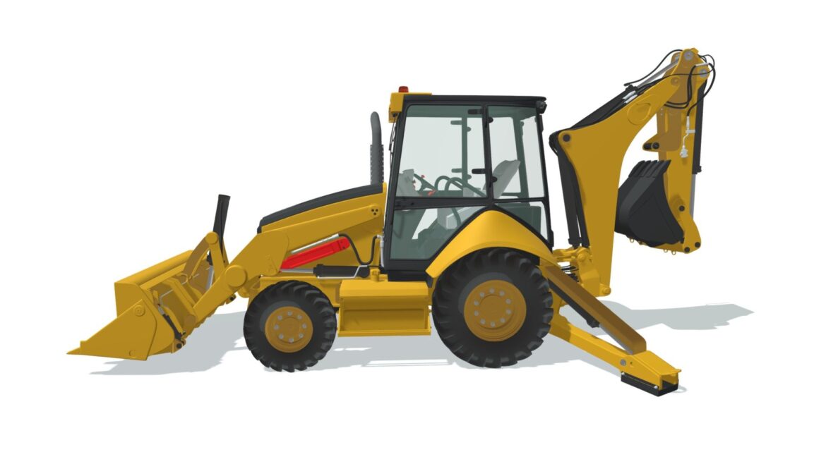 Backhoe Loader 3d Model - Highly detailed backhoe loader 3d model for construction and architectural visualization