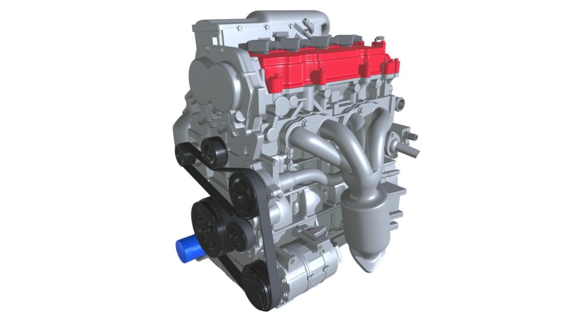 v8 car engine 3d model