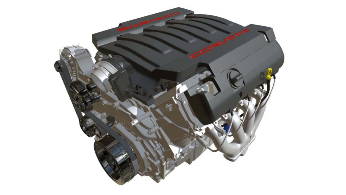 Corvette V8 Engine 3d Model - High-detail Chevrolet Corvette V8 engine 3d model showcasing intricate components and realistic textures.