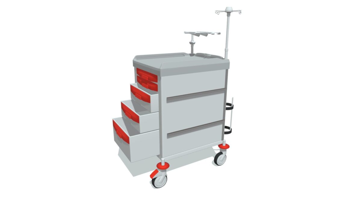 Cleaning Trolley 3d Model - High-detail cleaning trolley 3d model with realistic textures and meticulous design for architectural visualization and virtual environments.