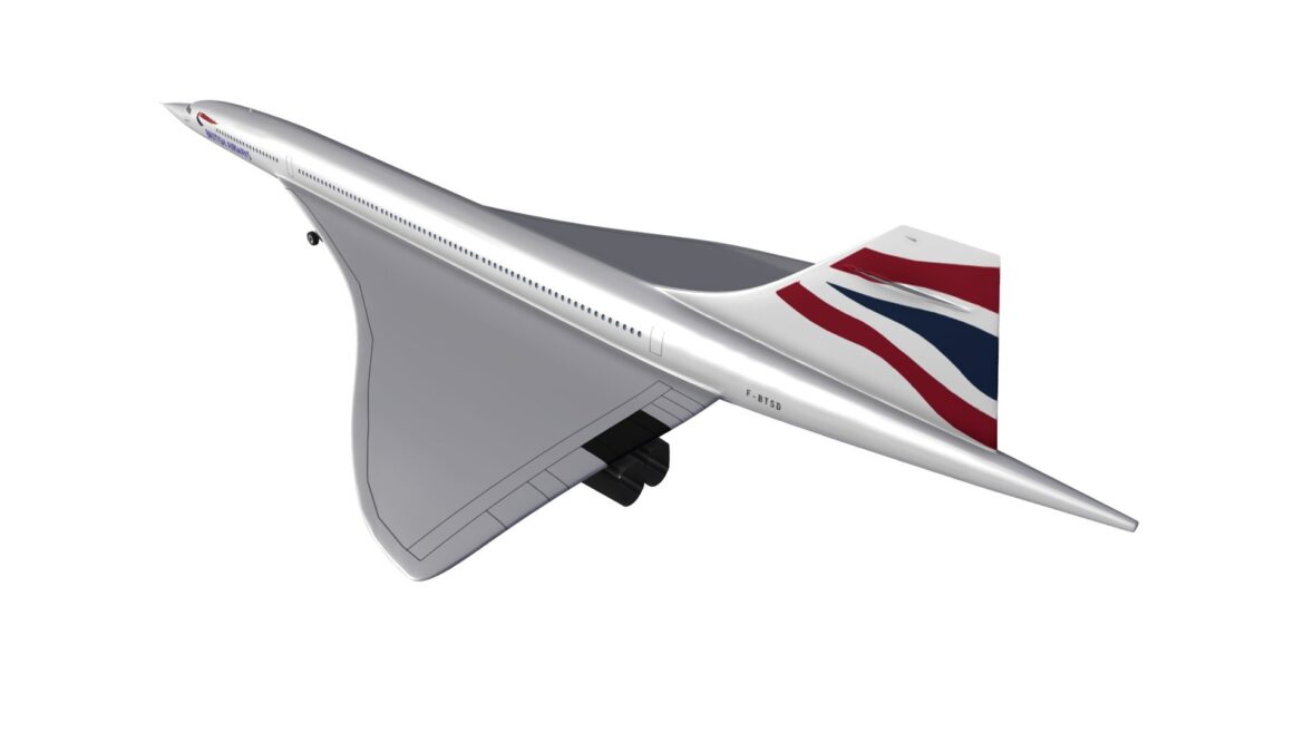 Concorde British Airways 3d Model - High-poly 3D model of a British Airways Concorde supersonic airliner.