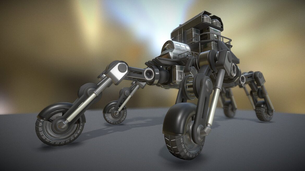 futuristic five wheeled building five wheeler 3d model