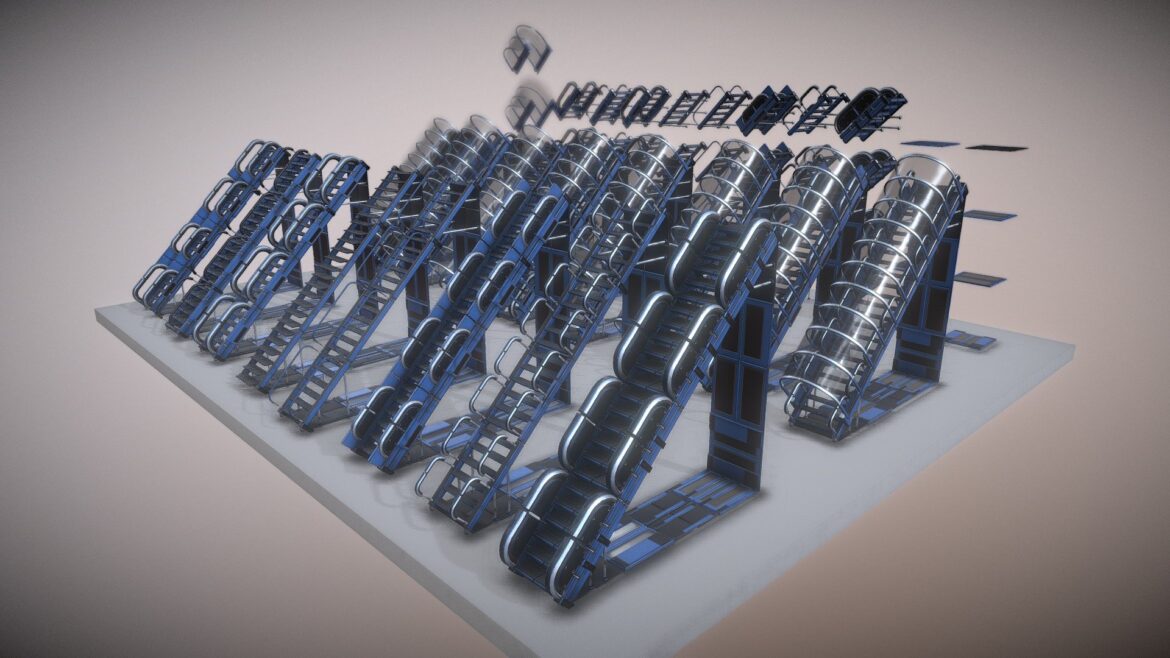 futuristic stairs blue 3d model