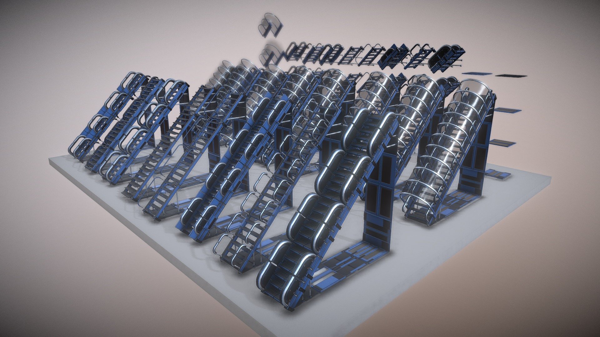 Futuristic Stairs (Blue)