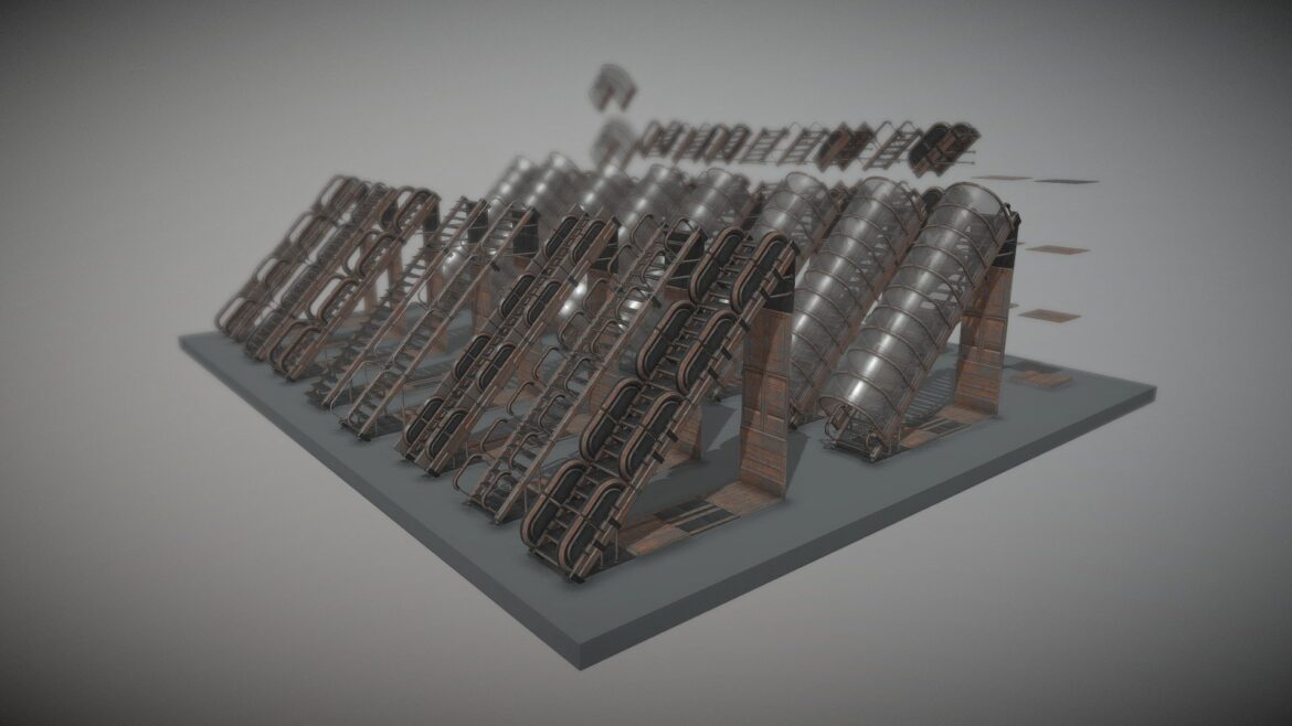 futuristic stairs rusty version 3d model