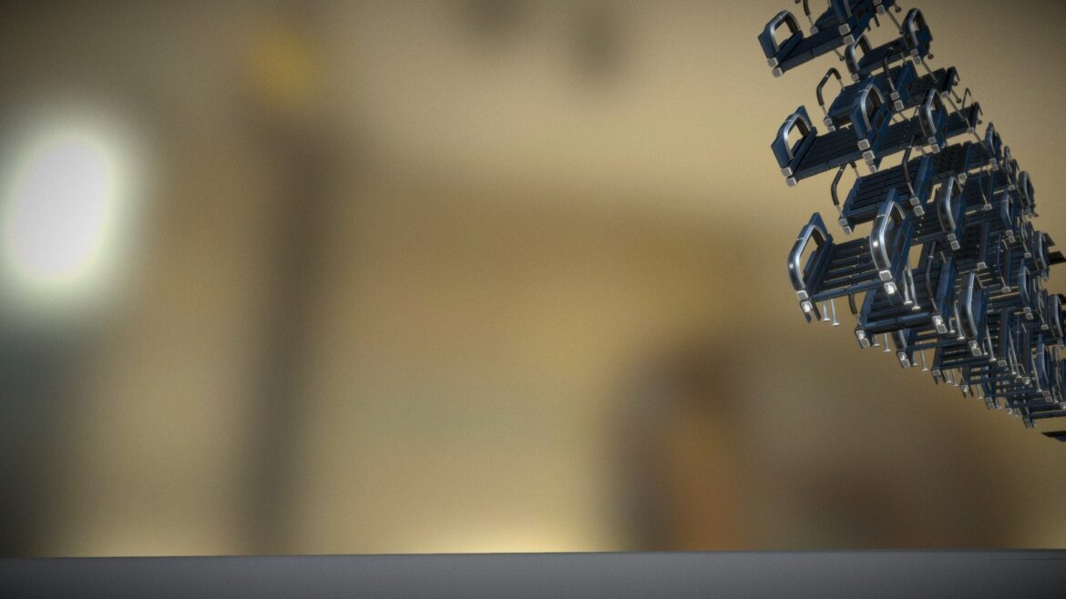 modular sci fi stairs blue 3d model