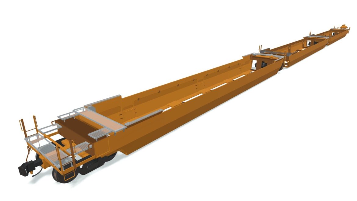 railroad double stack cars 3d model