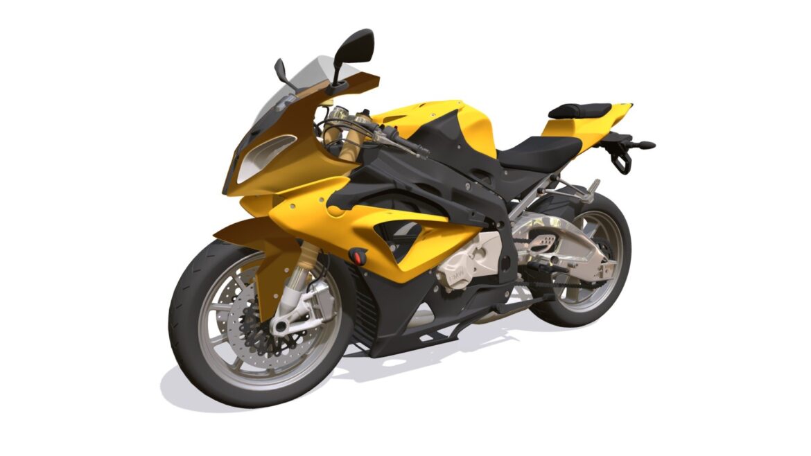 Sport Bike Racing 3d Model - High-detail sport bike racing motorcycle 3D model showcasing sleek design and realistic textures.