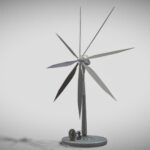 Steampunk Windturbine 3d Model - Detailed high-poly steampunk windturbine with intricate gears and brass accents.
