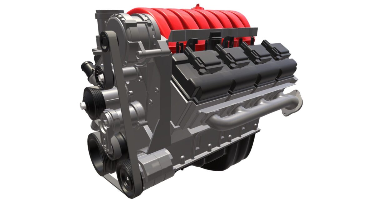 v8 car engine 3d model