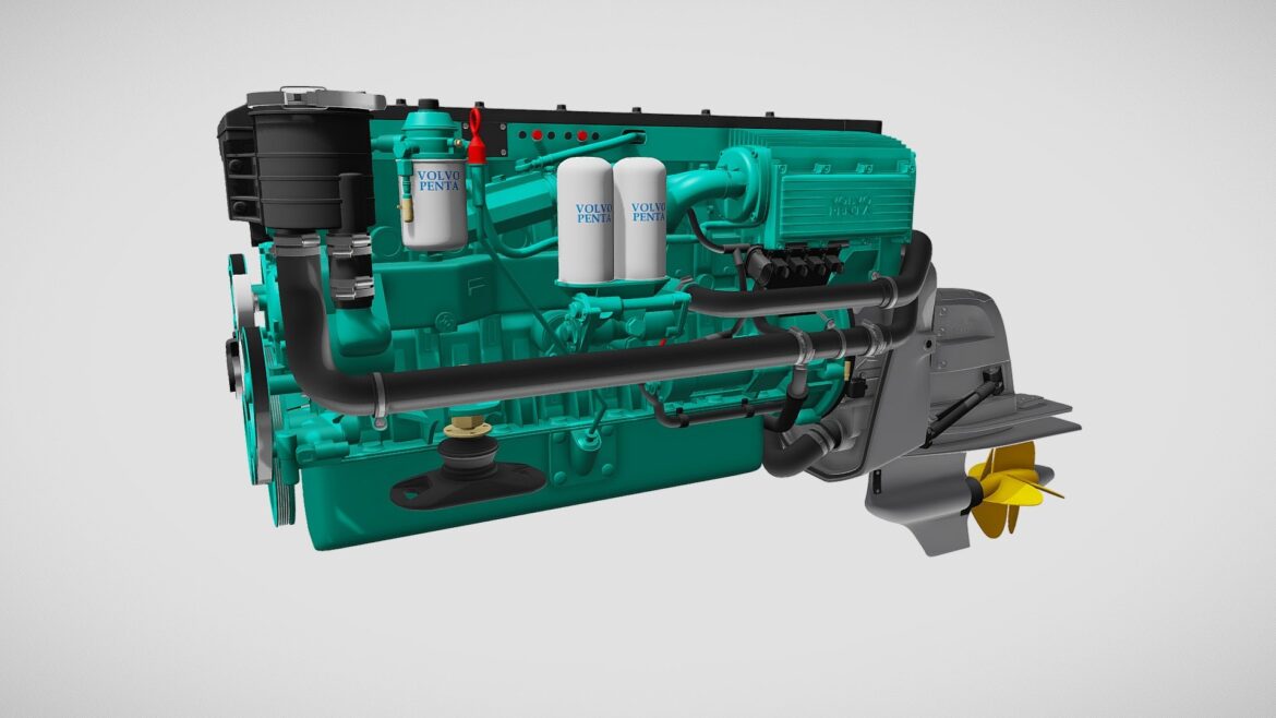 volvo penta powerboat engine 3d model