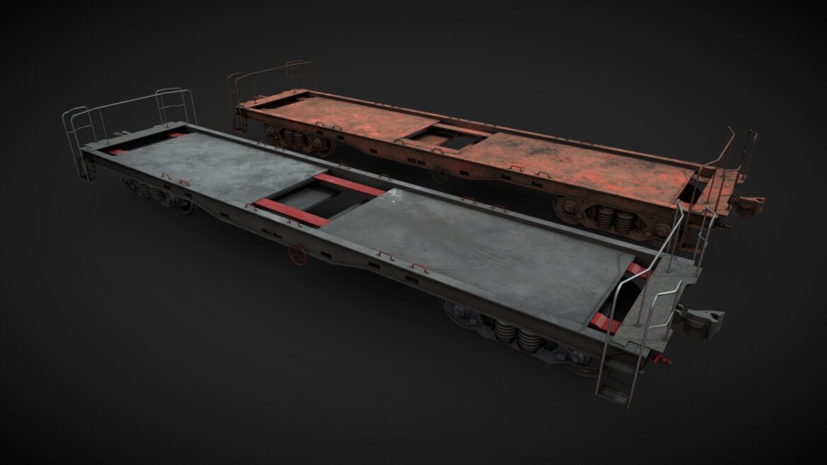 flatbed rail car 3d model