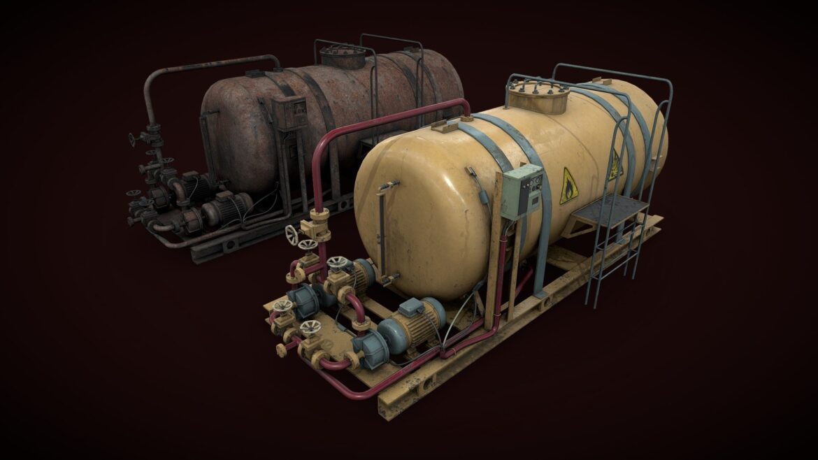 oil storage with pump station 3d model