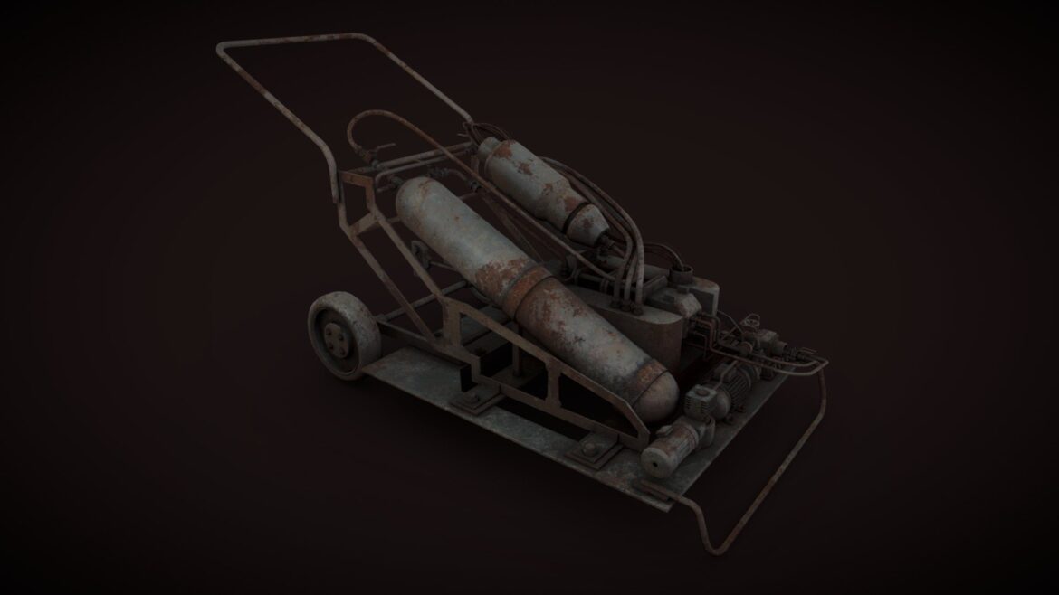 rusted portable machinery device 3d model