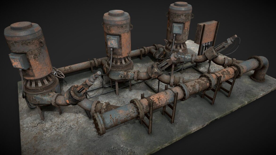 rusted pump station 3d model