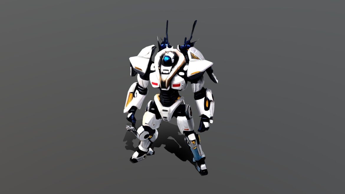 Andromecha Mecha 3d Model - AndroMecha battle mech 3d model showcasing its detailed armored design and futuristic weaponry.