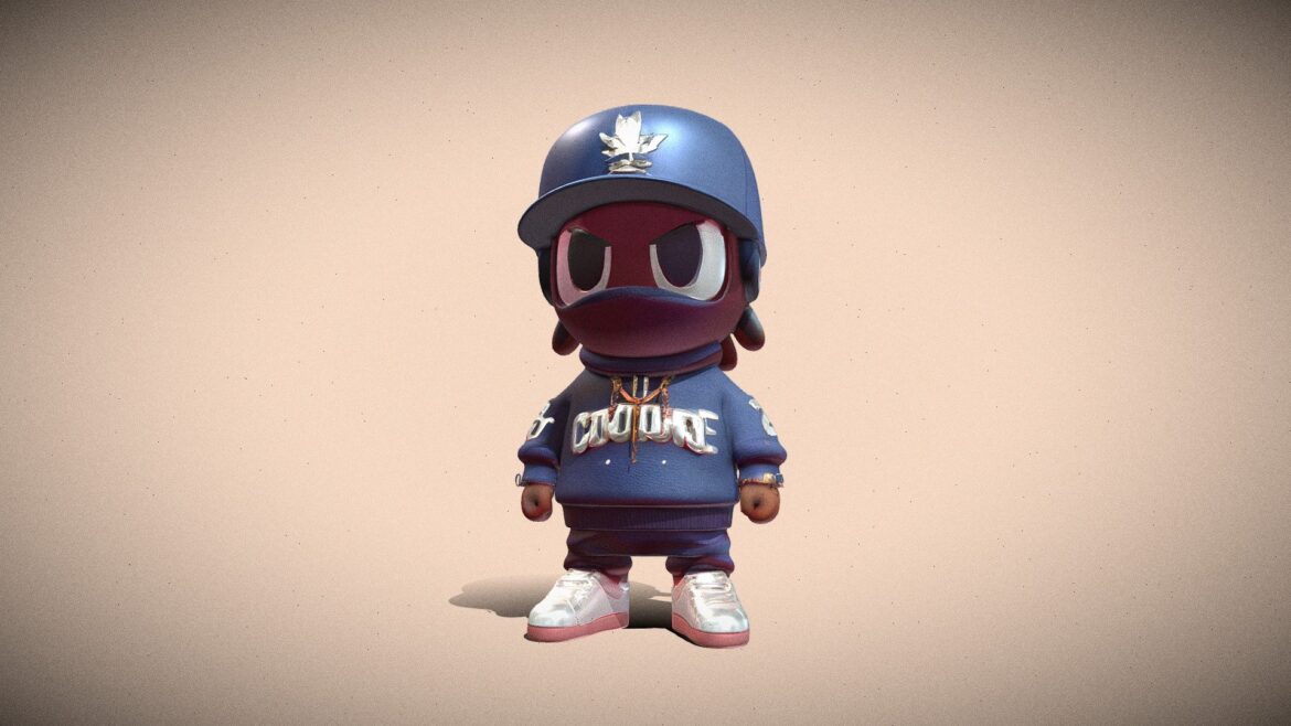 cartoonish hip hop character 3d model