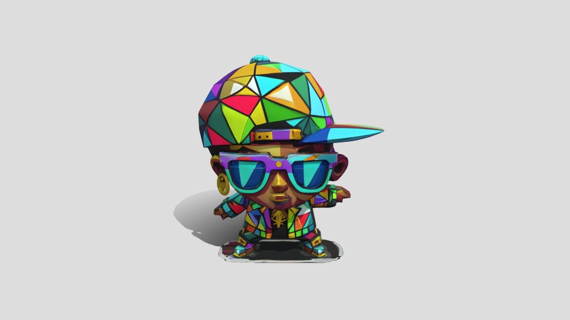 colorful geometric character 3d model