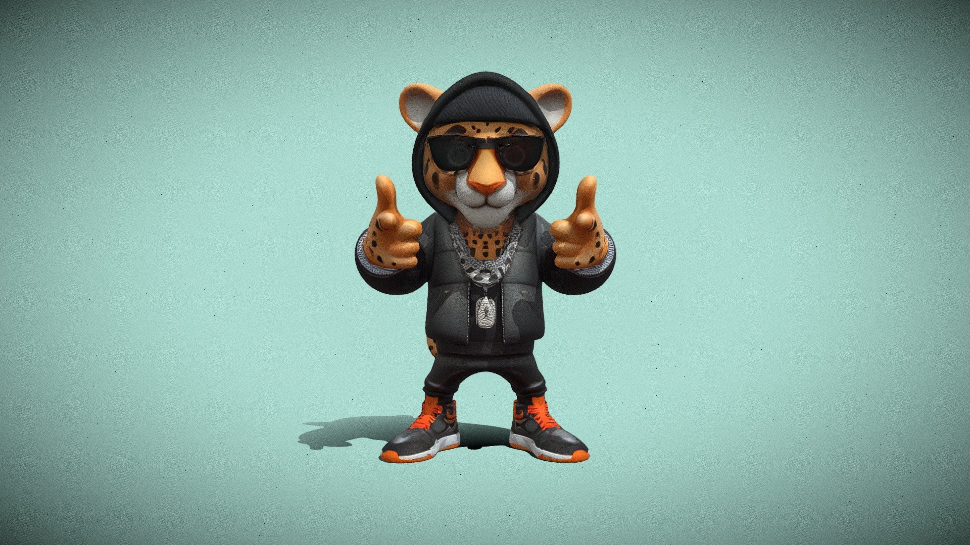 Cool anthropomorphic leopard character