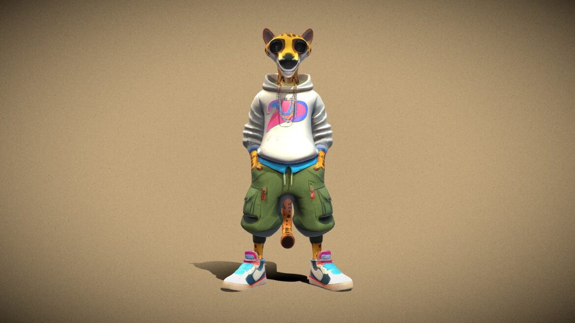 cool cheetah in street fashion 3d model