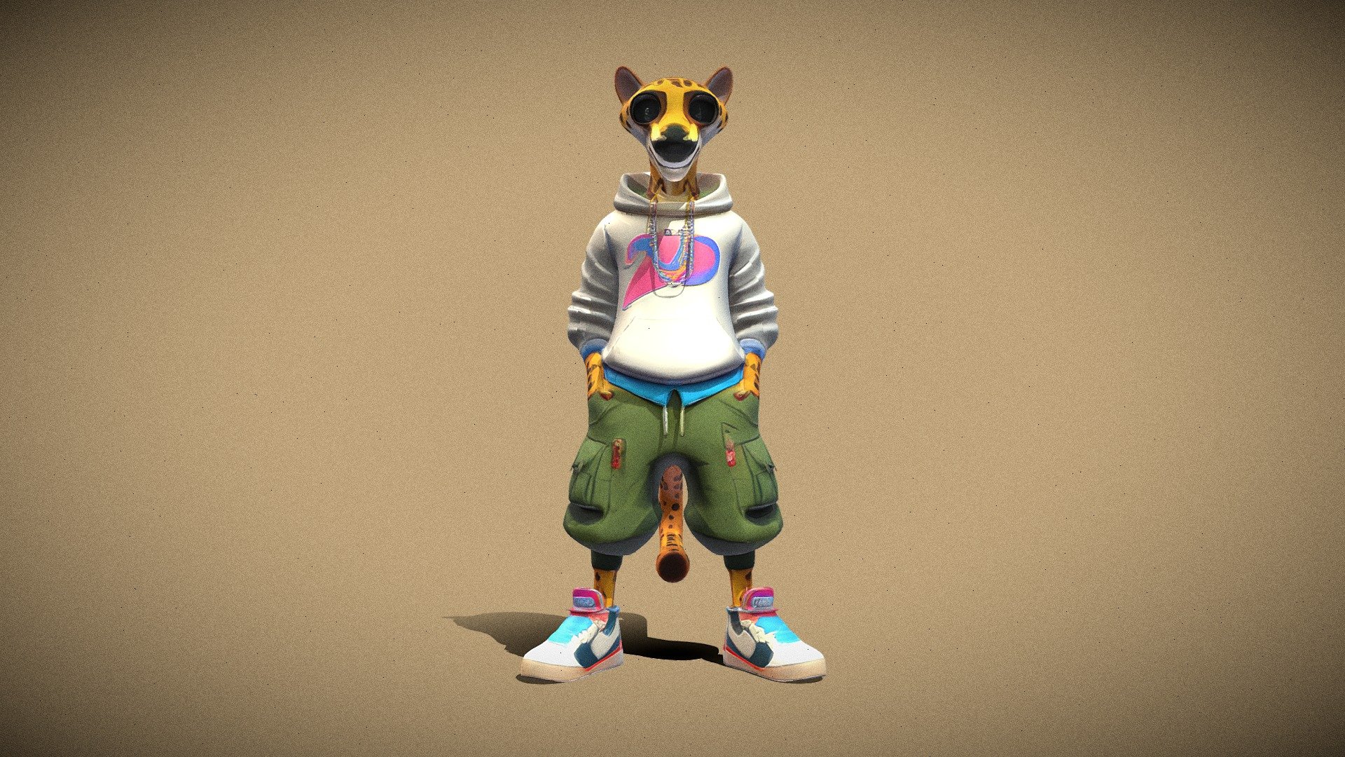 cool cheetah in street fashion