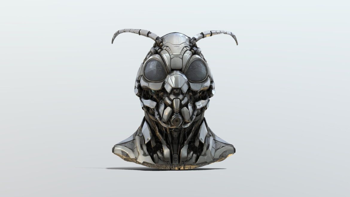 cyber insectoid sentinel helmet 3d model
