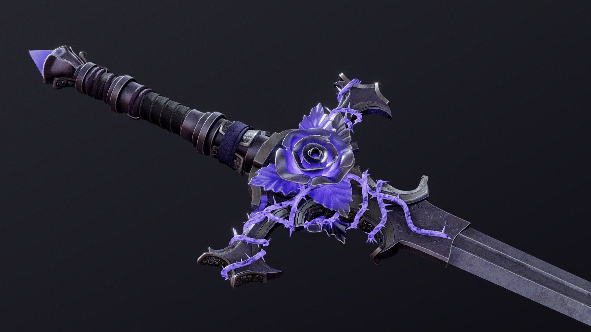 Fantasy Indigo Rose Sword