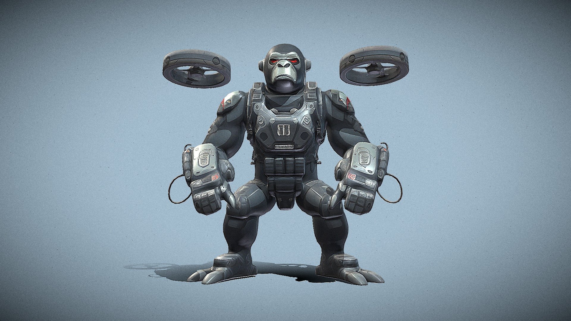 Futuristic armored gorilla warrior