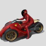 futuristic motorcycle with rider