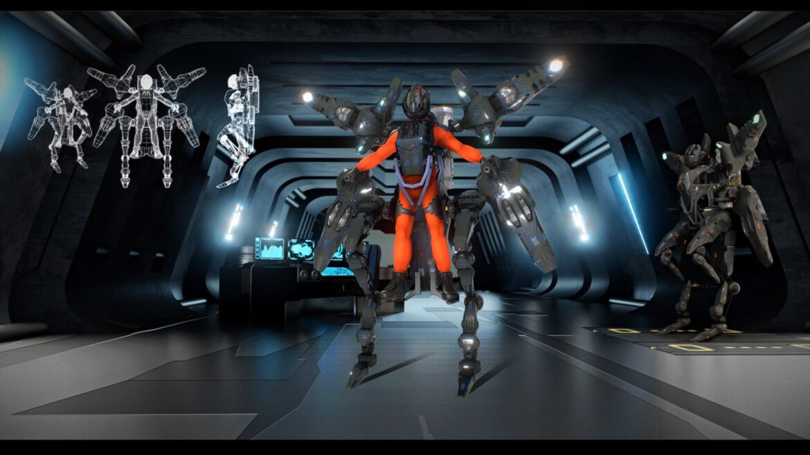 Robot Jet Platform 3d Model - Futuristic Robot Mech Jet Platform 3D Model for Sci-Fi Scenes