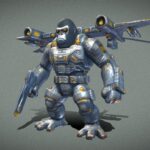 robotic gorilla with armor and weapons