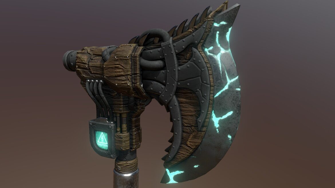 sci fi battle axe 3d model