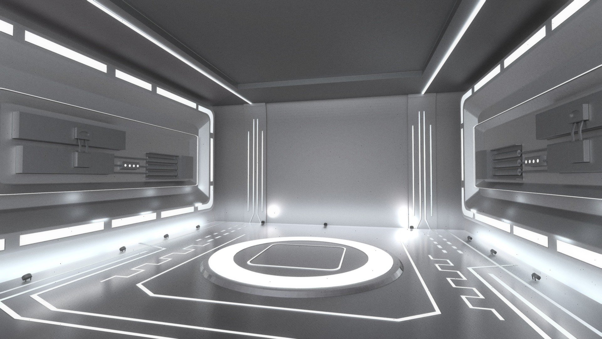 scifi platform stage scene baked