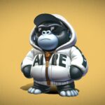 stylized gorilla character in hoodie