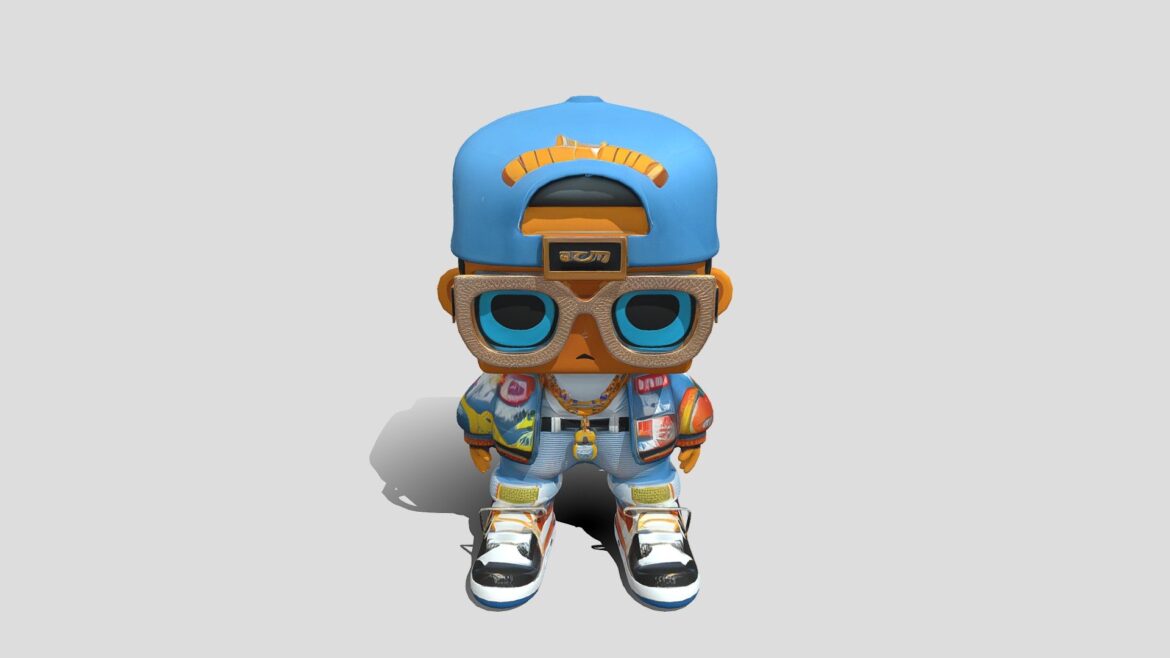 stylized hip hop character figurine 3d model