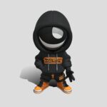 stylized smiling hooded figure 3d model