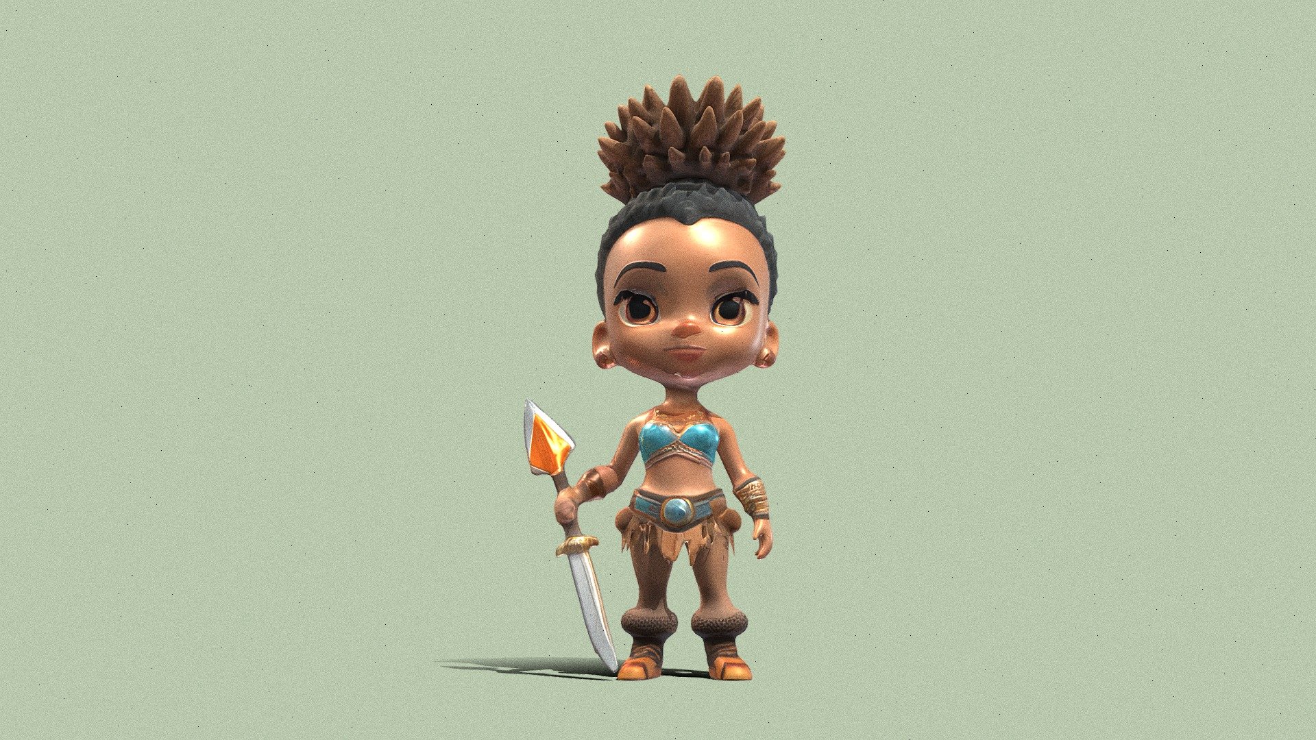 Stylized warrior character