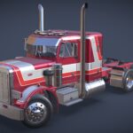 1987 peterbilt 359 sleeper s cherry 3d model