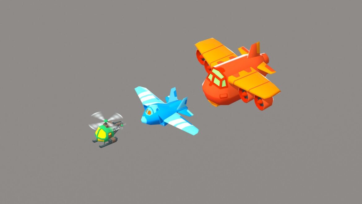 air vehicles set planes helicopter 3d model