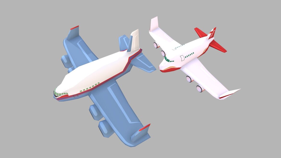 Airbus Passenger Plane 3d Model - Game-ready 3D models of Airbus A380 and Boeing 747 passenger aircraft for mobile projects