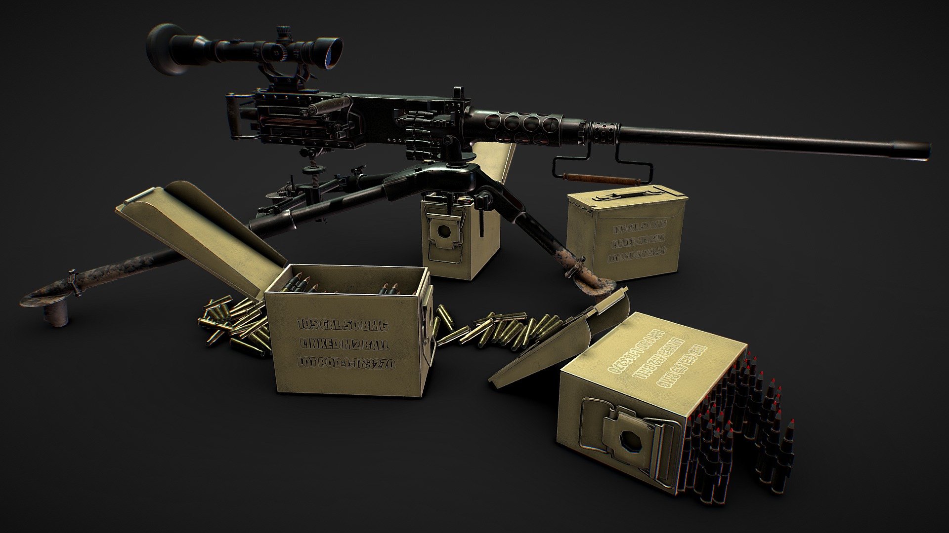 Army machine gun with optical sight