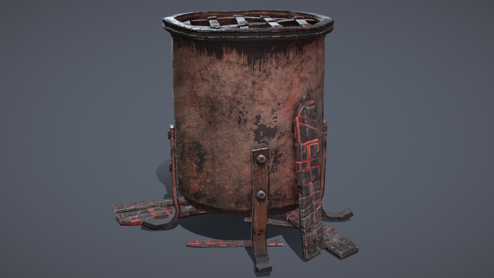 Brazier with charred wood underneath