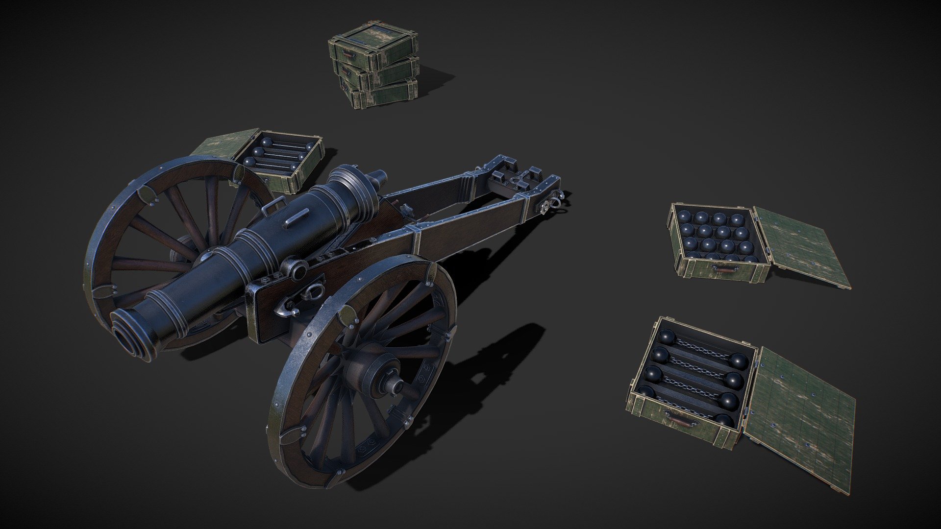Cannon with accessories