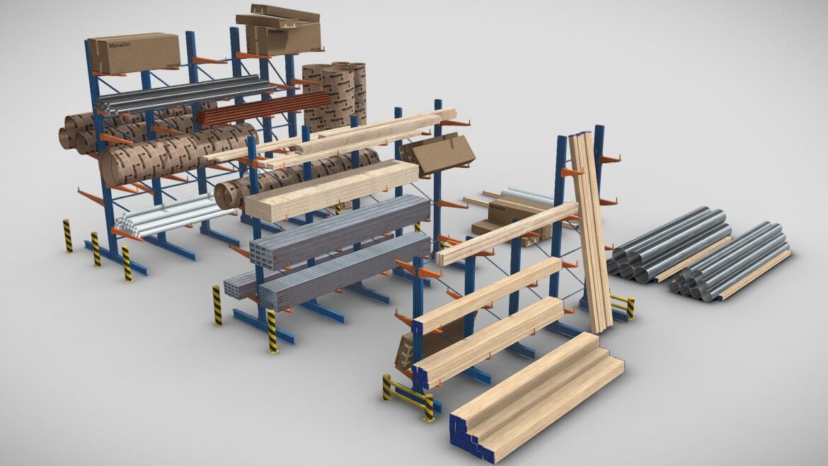 cantilever racking system asset pack 3d model