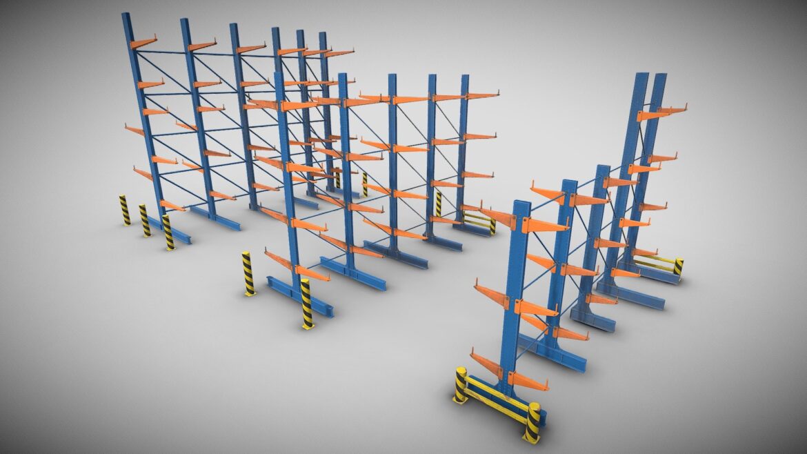 cantilever racking system asset pack 3d model