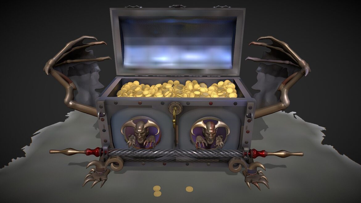 chest vampire with coins 3d model