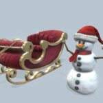 Christmas Models. Sleigh and Snowman