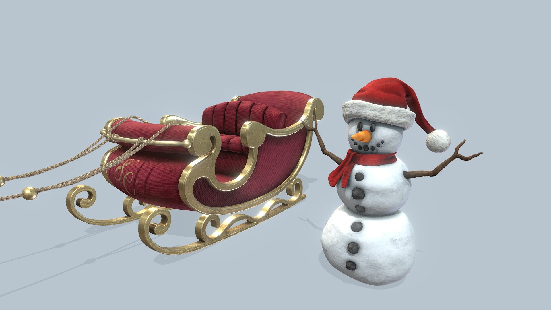 Christmas Models. Sleigh and Snowman