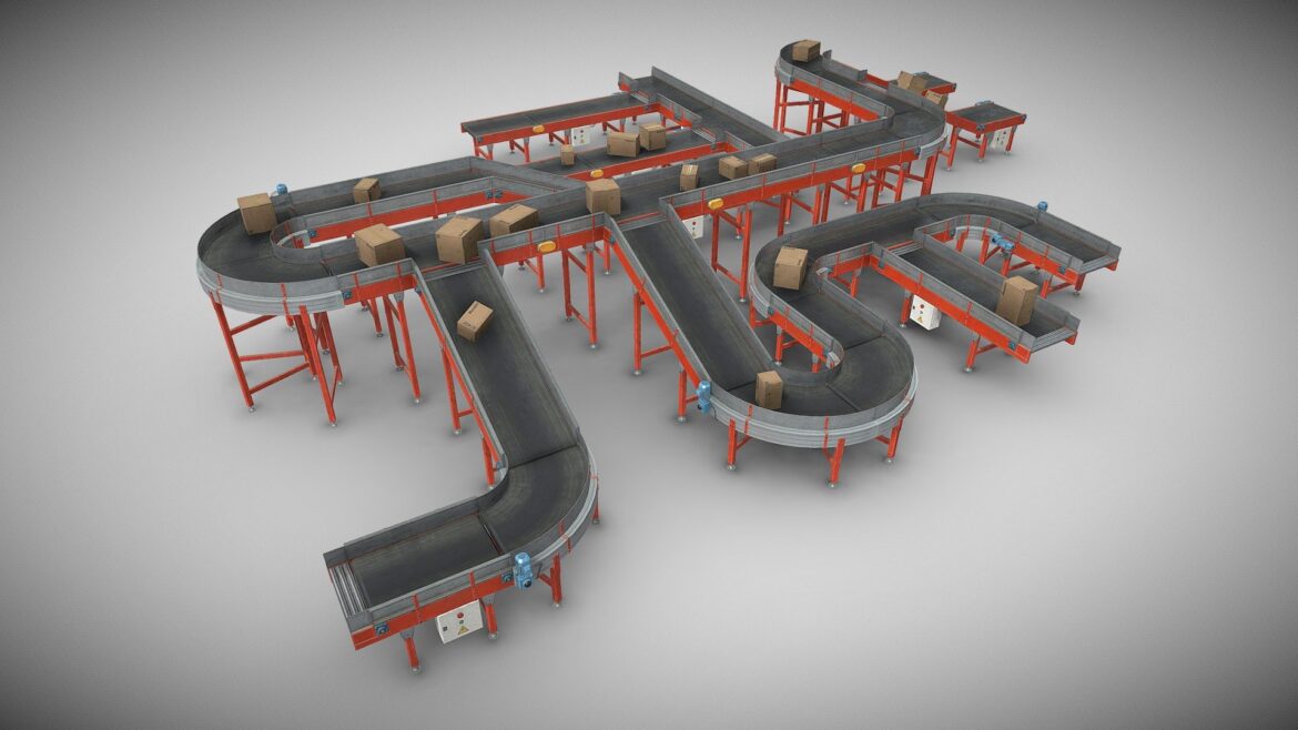 conveyor belt modular assets 3d model