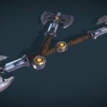 Fantasy Axe Staff and One Handed Axe